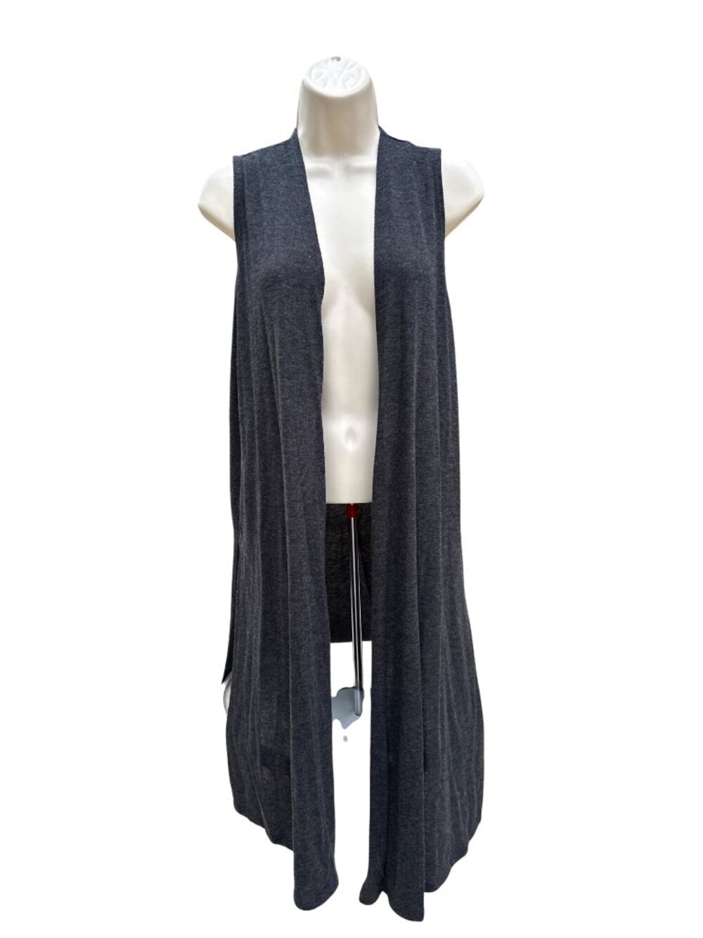 LuLaRoe Joy Size Small Charcoal Gray Long Duster Vest Open Front Side Slit